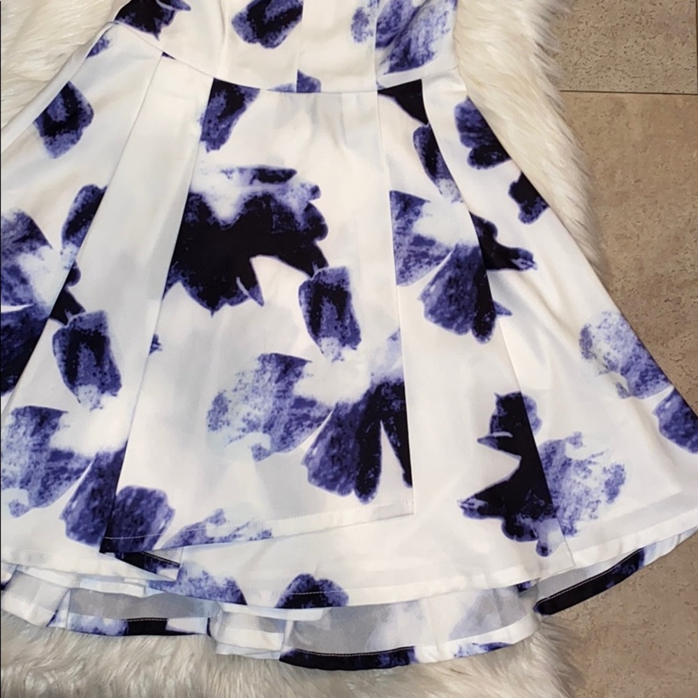 Lulu’s Seeing Chic Blue and Ivory Skater Dress - Picture 5 of 9